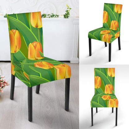Tulip Orange Pattern Print Design TP07 Dining Chair Slipcover-JORJUNE.COM