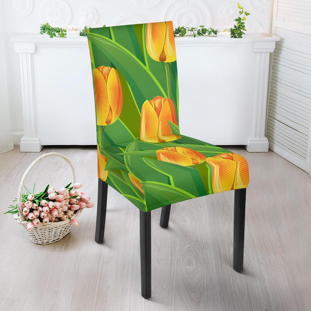 Tulip Orange Pattern Print Design TP07 Dining Chair Slipcover-JORJUNE.COM