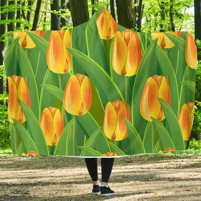 Tulip Orange Pattern Print Design TP07 Hooded Blanket-JORJUNE.COM