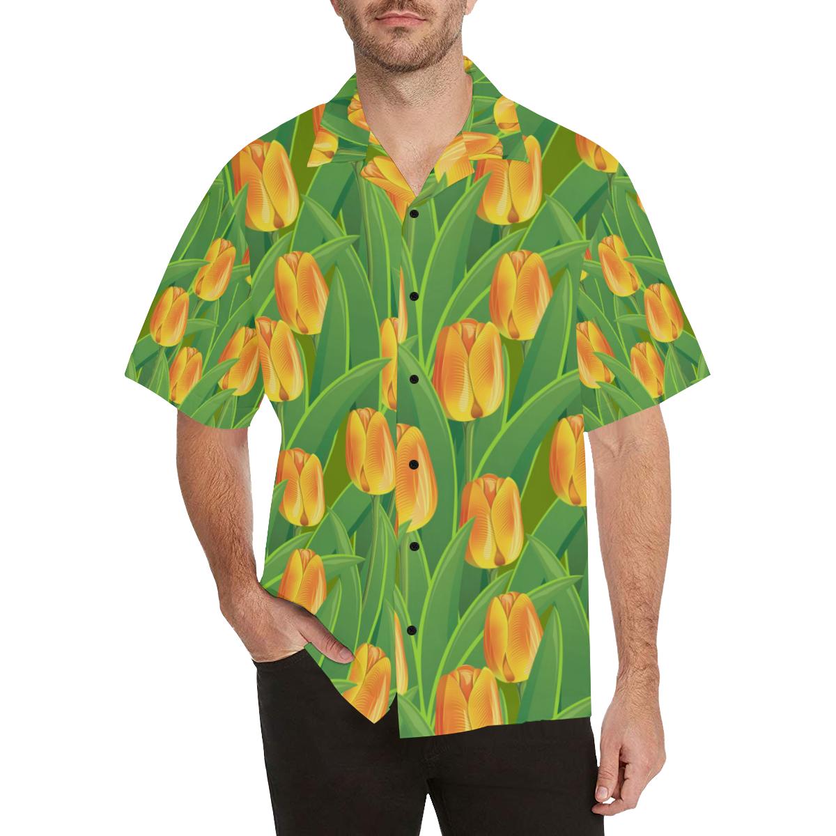 Tulip Orange Pattern Print Design TP07 Men Hawaiian Shirt-JorJune