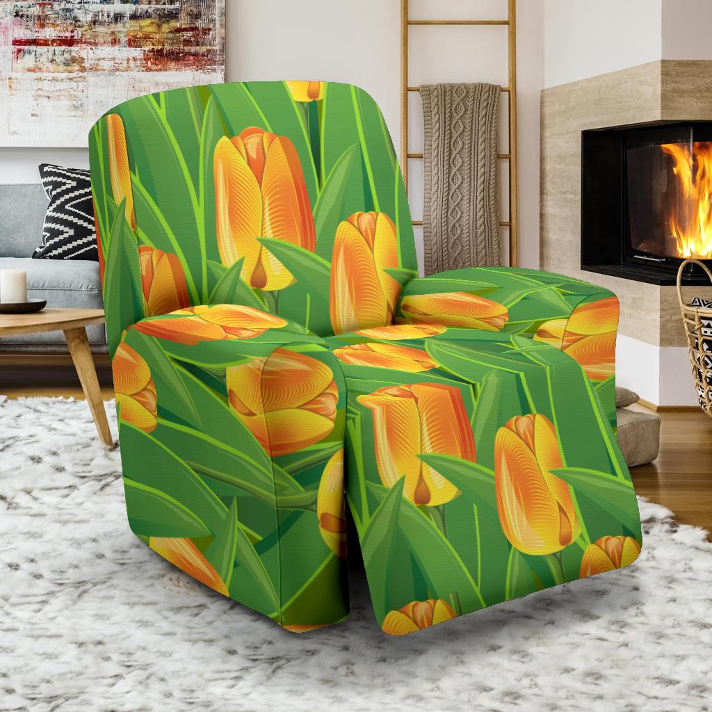Tulip Orange Pattern Print Design TP07 Recliner Slipcover-JORJUNE.COM