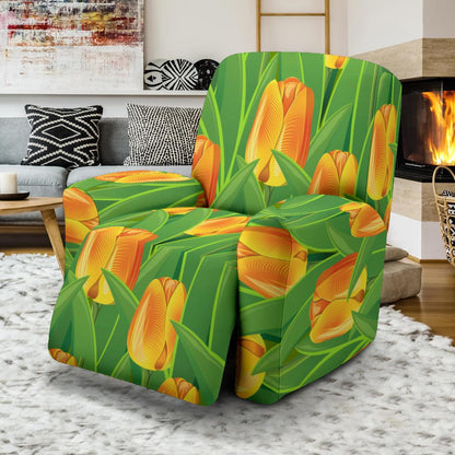 Tulip Orange Pattern Print Design TP07 Recliner Slipcover-JORJUNE.COM