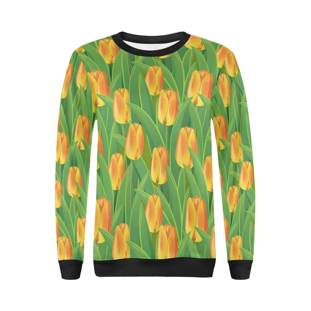 Tulip Orange Pattern Print Design TP07 Women Long Sleeve Sweatshirt-JorJune