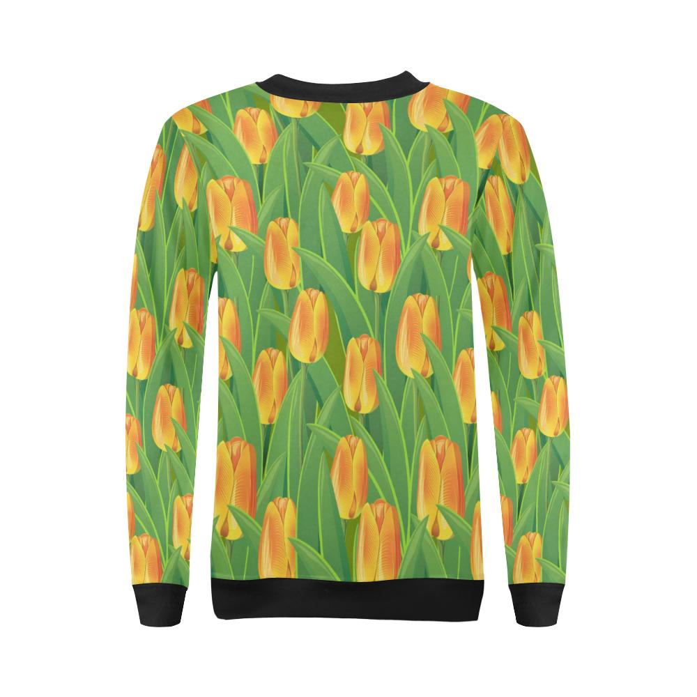 Tulip Orange Pattern Print Design TP07 Women Long Sleeve Sweatshirt-JorJune