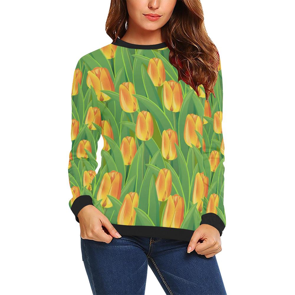 Tulip Orange Pattern Print Design TP07 Women Long Sleeve Sweatshirt-JorJune