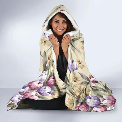 Tulip Pattern Print Design TP04 Hooded Blanket-JORJUNE.COM