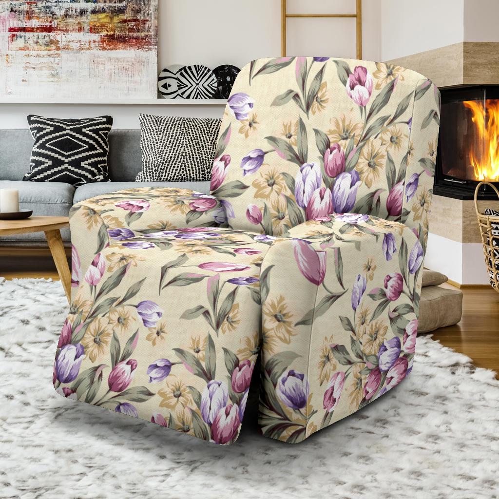 Tulip Pattern Print Design TP04 Recliner Slipcover-JORJUNE.COM