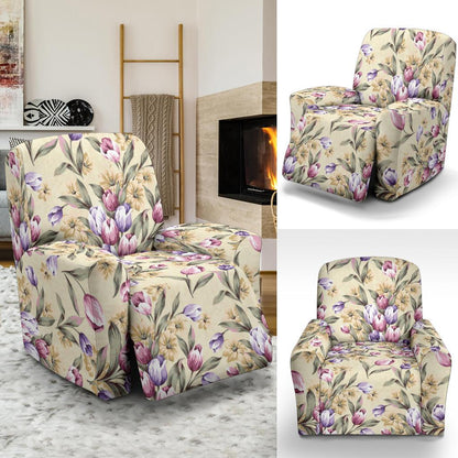 Tulip Pattern Print Design TP04 Recliner Slipcover-JORJUNE.COM
