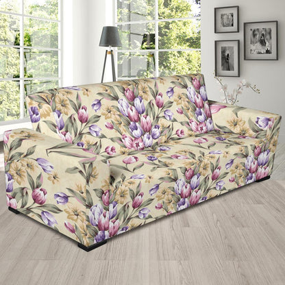 Tulip Pattern Print Design TP04 Sofa Slipcover-JORJUNE.COM