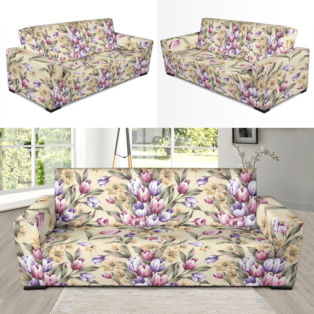 Tulip Pattern Print Design TP04 Sofa Slipcover-JORJUNE.COM