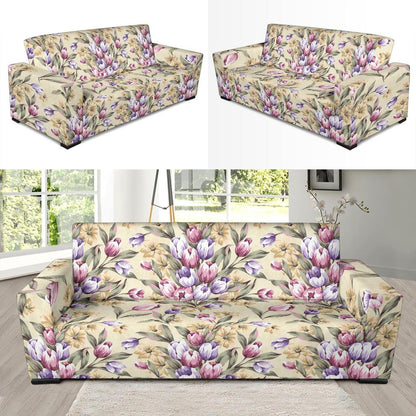 Tulip Pattern Print Design TP04 Sofa Slipcover-JORJUNE.COM
