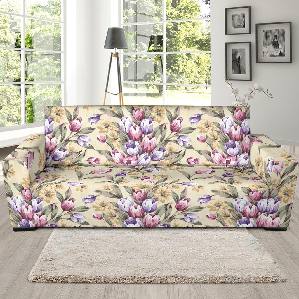 Tulip Pattern Print Design TP04 Sofa Slipcover-JORJUNE.COM