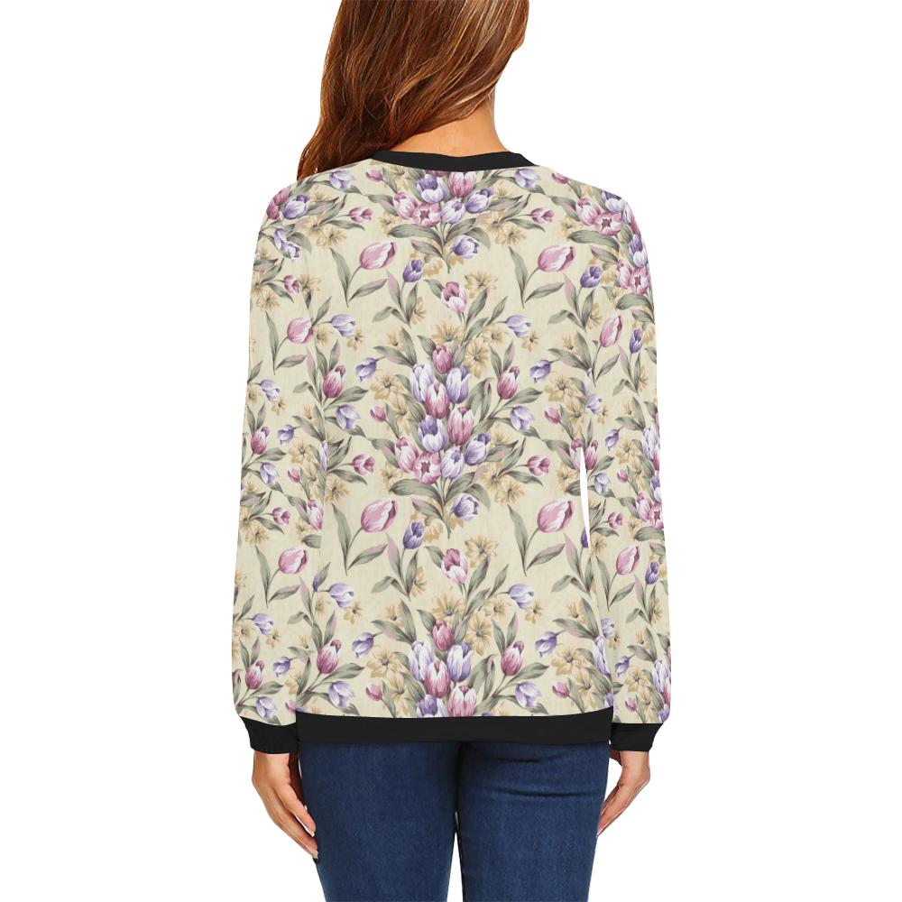 Tulip Pattern Print Design TP04 Women Long Sleeve Sweatshirt-JorJune
