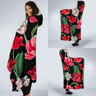 Tulip Pattern Print Design TP08 Hooded Blanket-JORJUNE.COM