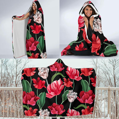 Tulip Pattern Print Design TP08 Hooded Blanket-JORJUNE.COM