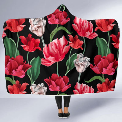 Tulip Pattern Print Design TP08 Hooded Blanket-JORJUNE.COM