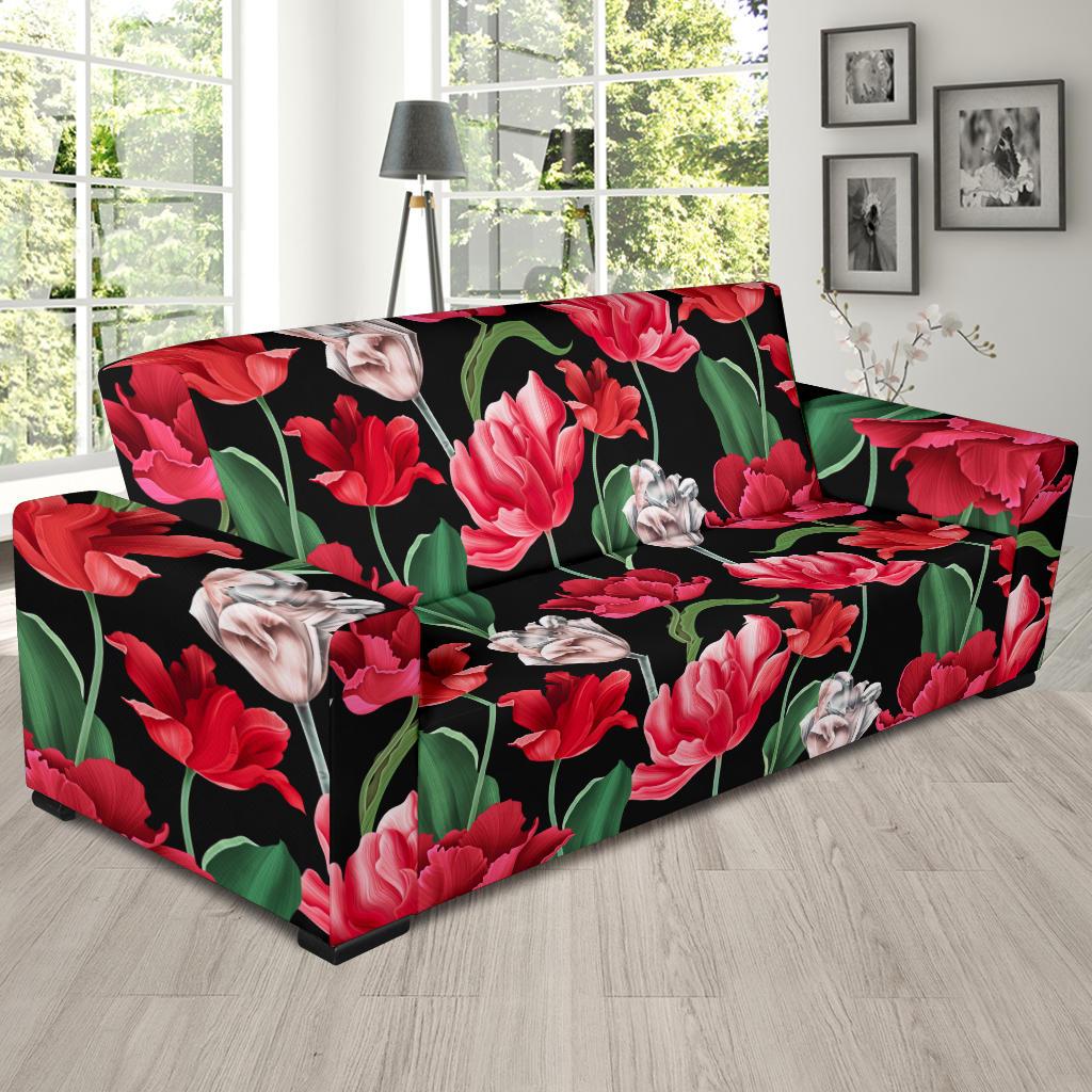 Tulip Pattern Print Design TP08 Sofa Slipcover-JORJUNE.COM