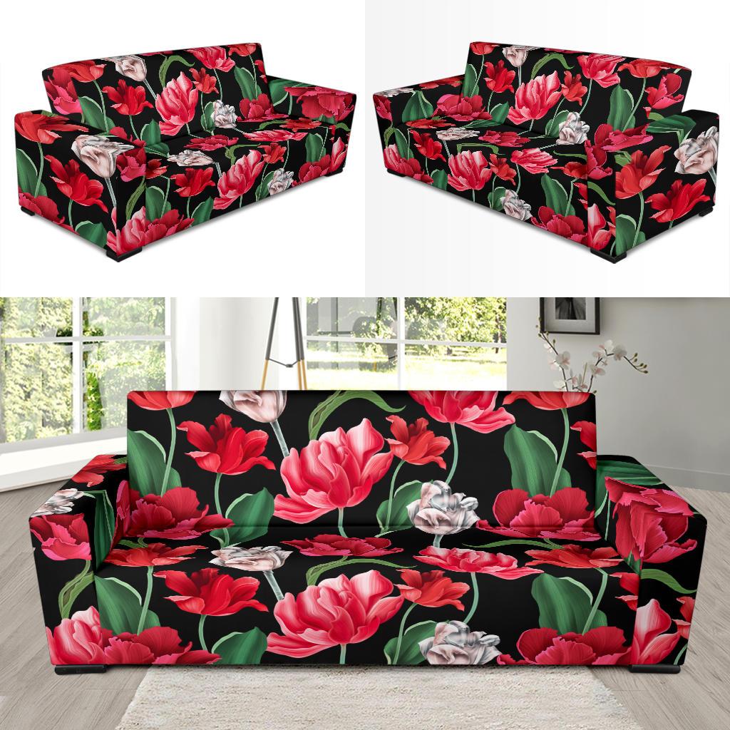 Tulip Pattern Print Design TP08 Sofa Slipcover-JORJUNE.COM
