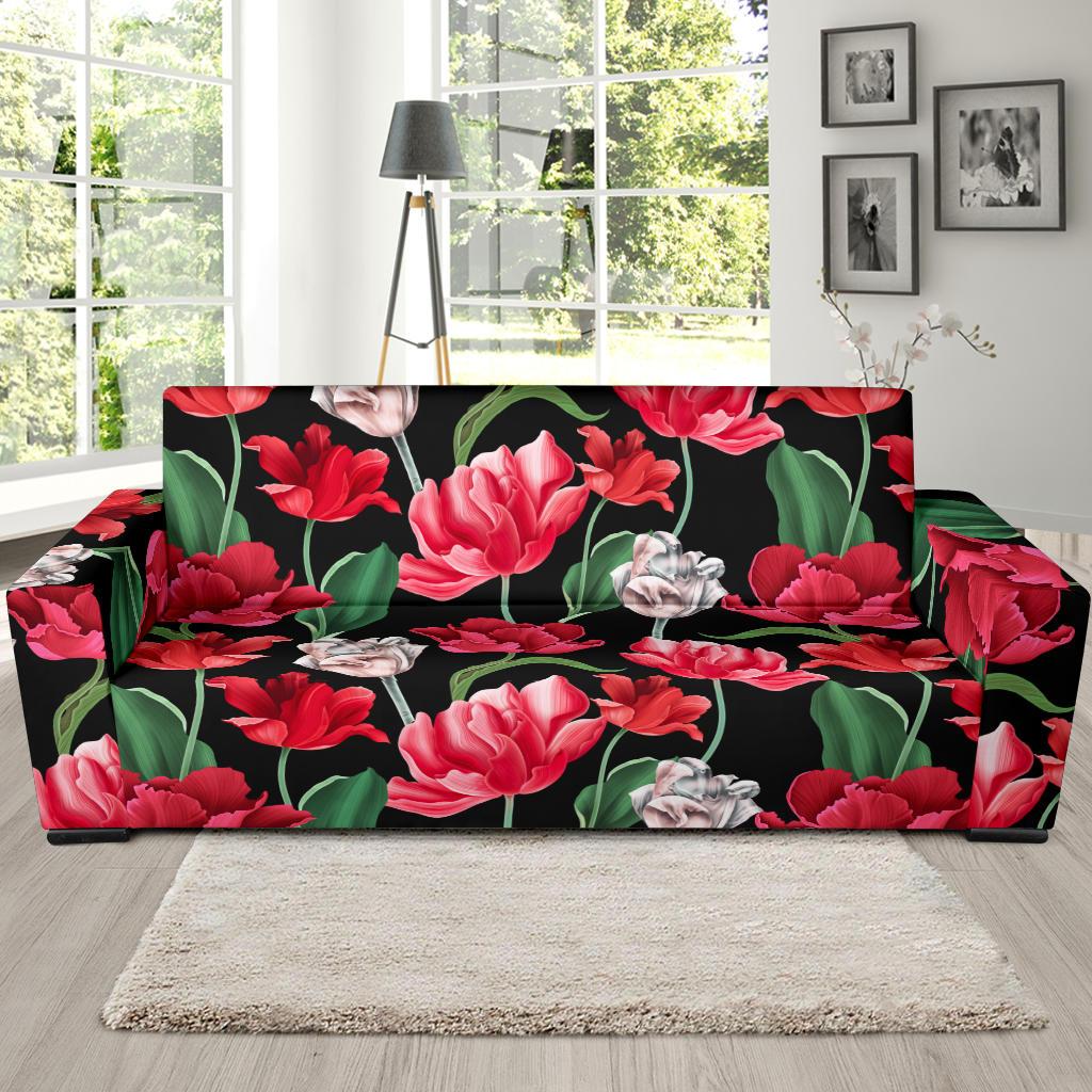 Tulip Pattern Print Design TP08 Sofa Slipcover-JORJUNE.COM