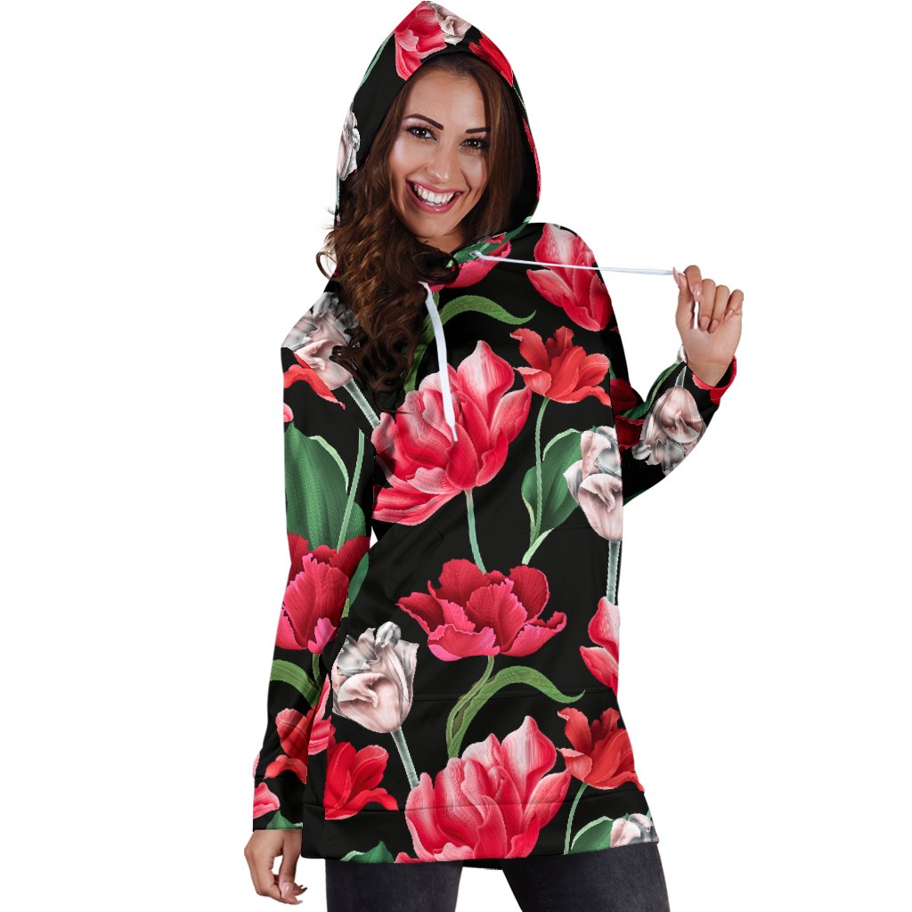 Tulip Pattern Print Design TP08 Women Hoodie Dress