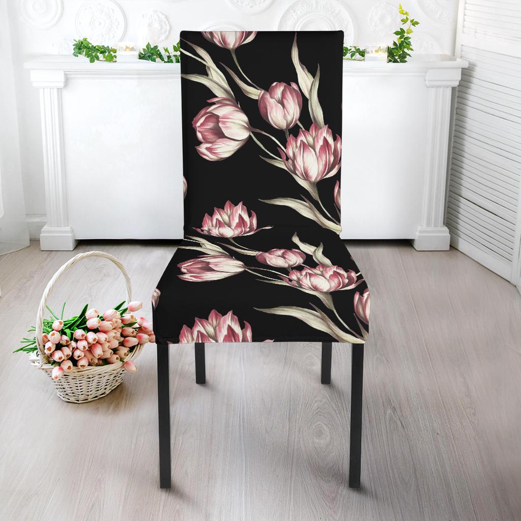 Tulip Pink Pattern Print Design TP02 Dining Chair Slipcover-JORJUNE.COM