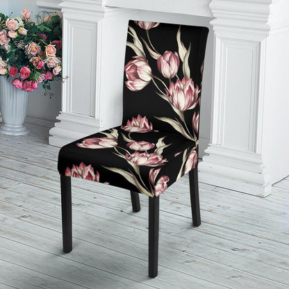 Tulip Pink Pattern Print Design TP02 Dining Chair Slipcover-JORJUNE.COM