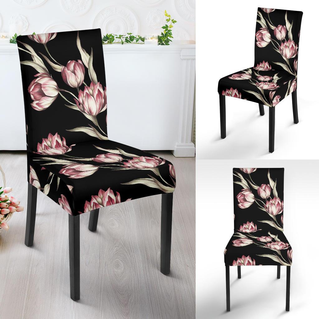 Tulip Pink Pattern Print Design TP02 Dining Chair Slipcover-JORJUNE.COM