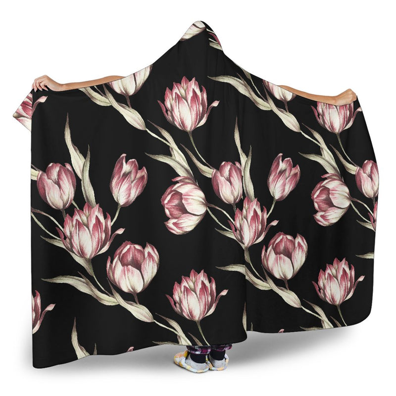 Tulip Pink Pattern Print Design TP02 Hooded Blanket-JORJUNE.COM