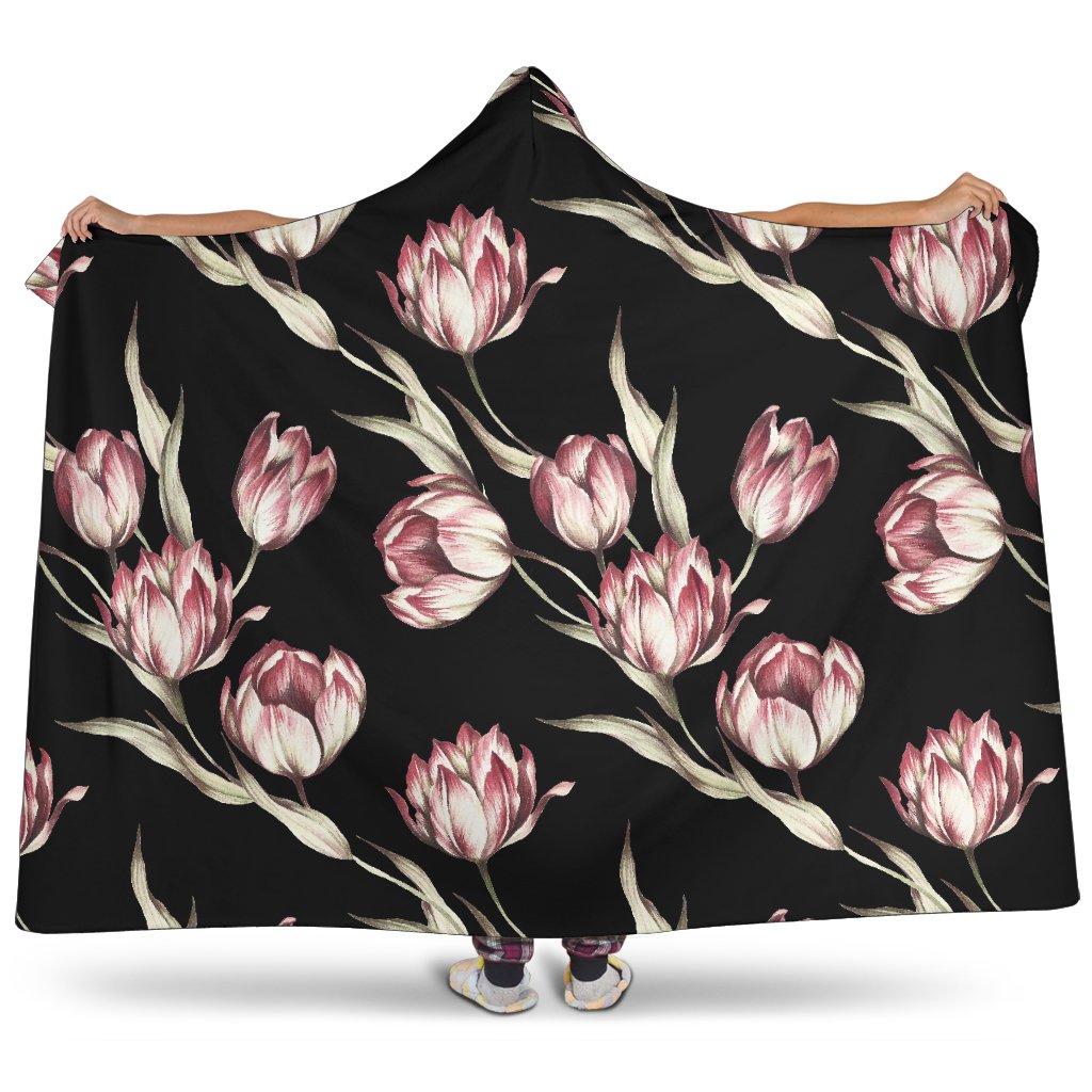 Tulip Pink Pattern Print Design TP02 Hooded Blanket-JORJUNE.COM