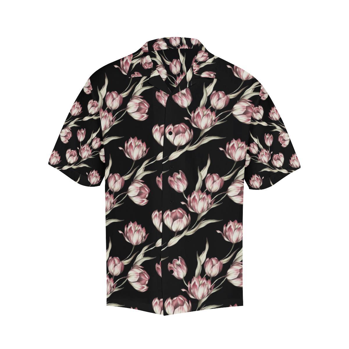 Tulip Pink Pattern Print Design TP02 Men Hawaiian Shirt-JorJune