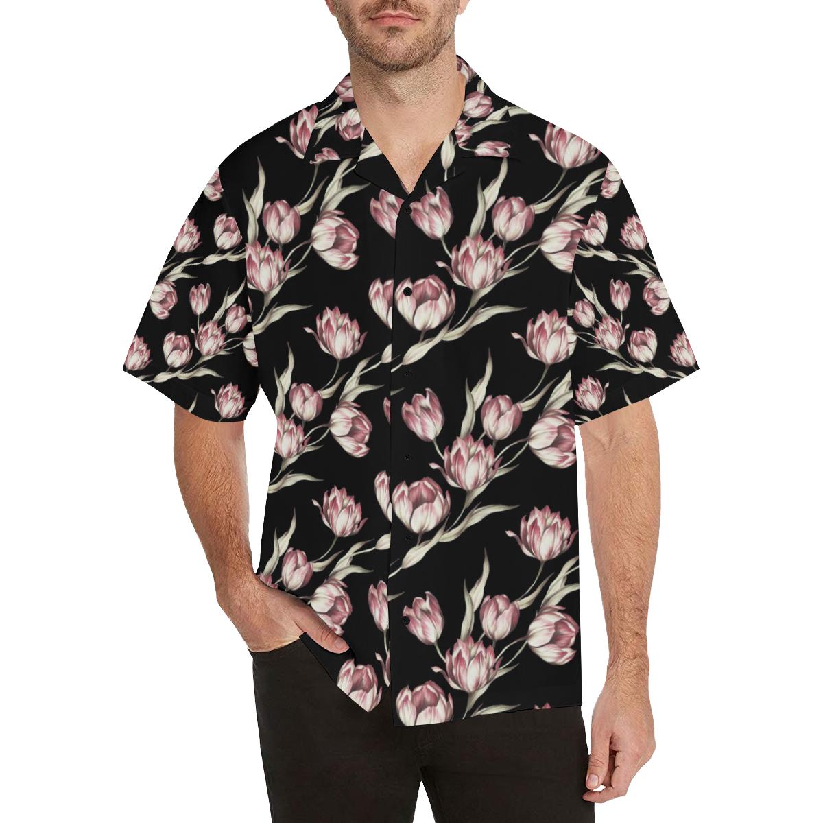Tulip Pink Pattern Print Design TP02 Men Hawaiian Shirt-JorJune