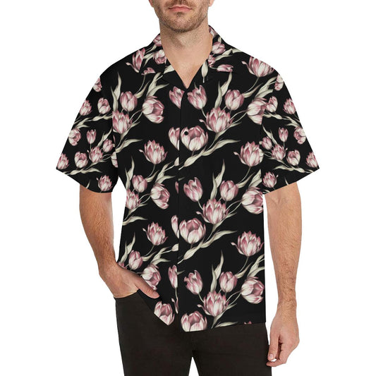 Tulip Pink Pattern Print Design TP02 Men Hawaiian Shirt-JorJune