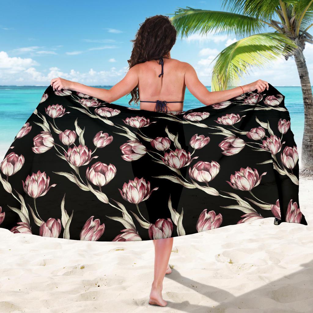 Tulip Pink Pattern Print Design TP02 Sarong Pareo Wrap-JORJUNE.COM