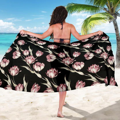 Tulip Pink Pattern Print Design TP02 Sarong Pareo Wrap-JORJUNE.COM