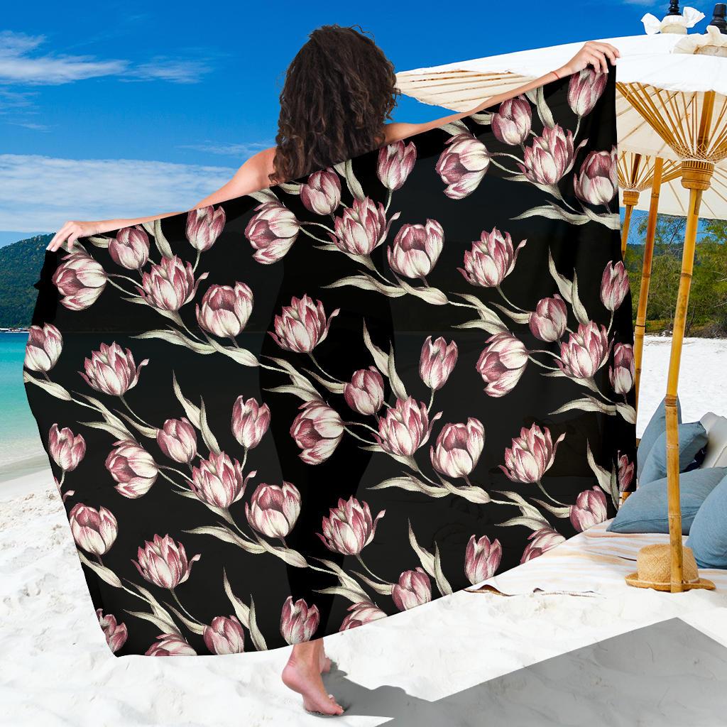 Tulip Pink Pattern Print Design TP02 Sarong Pareo Wrap-JORJUNE.COM