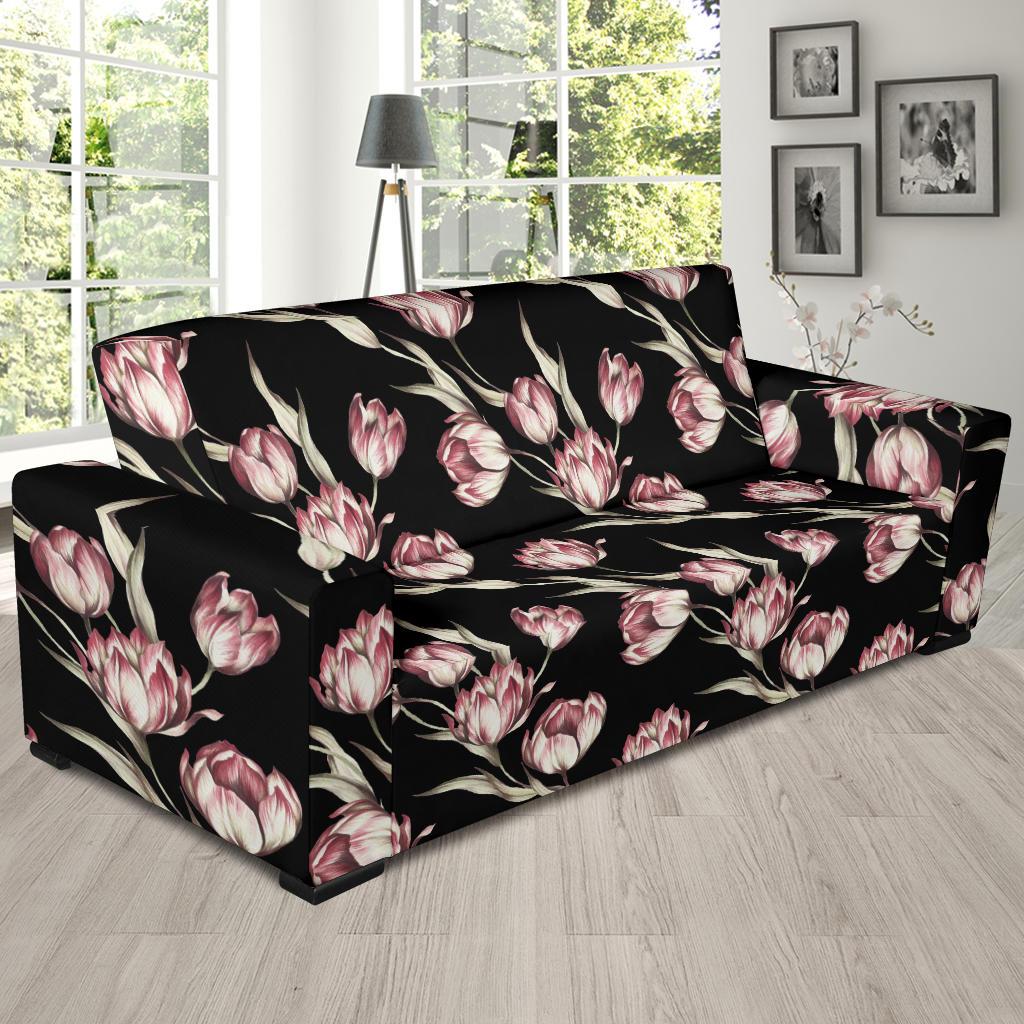 Tulip Pink Pattern Print Design TP02 Sofa Slipcover-JORJUNE.COM