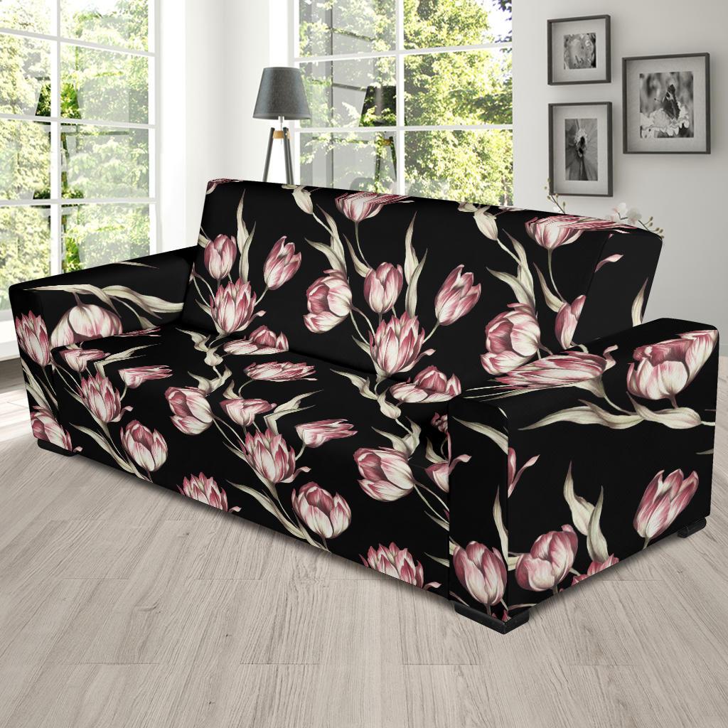 Tulip Pink Pattern Print Design TP02 Sofa Slipcover-JORJUNE.COM