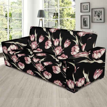 Tulip Pink Pattern Print Design TP02 Sofa Slipcover-JORJUNE.COM