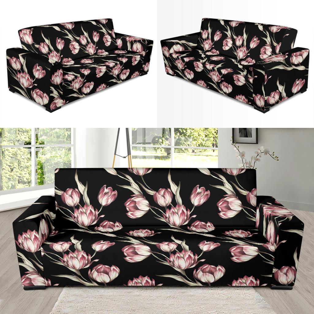 Tulip Pink Pattern Print Design TP02 Sofa Slipcover-JORJUNE.COM