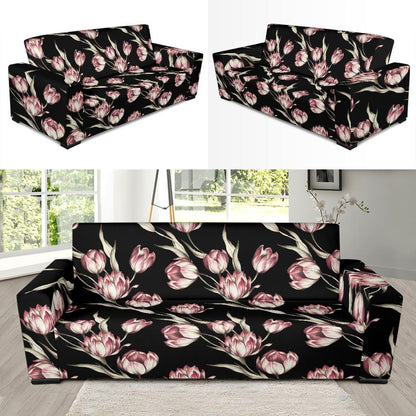 Tulip Pink Pattern Print Design TP02 Sofa Slipcover-JORJUNE.COM