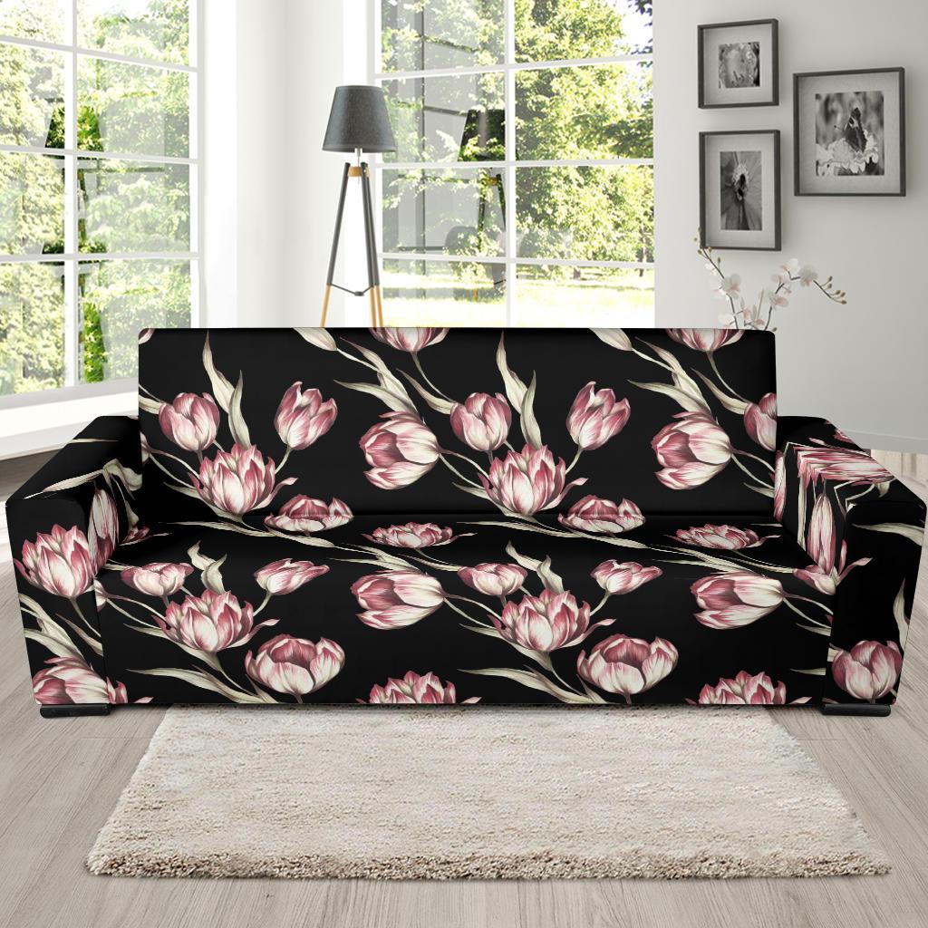 Tulip Pink Pattern Print Design TP02 Sofa Slipcover-JORJUNE.COM