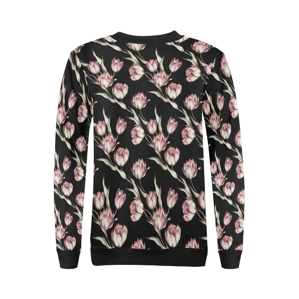 Tulip Pink Pattern Print Design TP02 Women Long Sleeve Sweatshirt-JorJune
