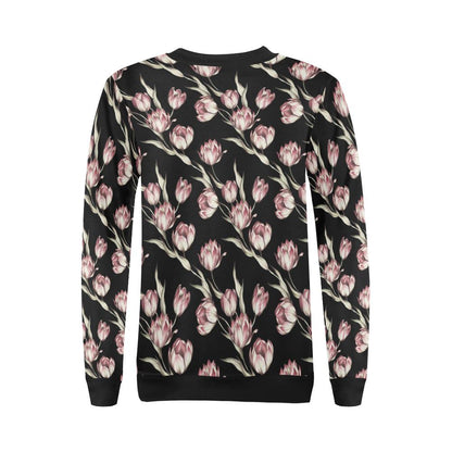 Tulip Pink Pattern Print Design TP02 Women Long Sleeve Sweatshirt-JorJune