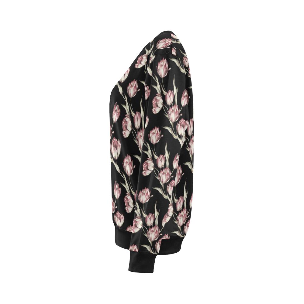 Tulip Pink Pattern Print Design TP02 Women Long Sleeve Sweatshirt-JorJune