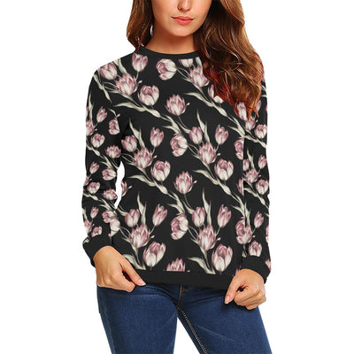 Tulip Pink Pattern Print Design TP02 Women Long Sleeve Sweatshirt-JorJune