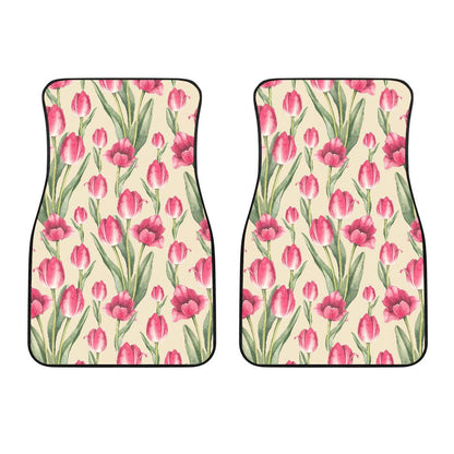 Tulip Pink Pattern Print Design TP06 Car Floor Mats-JORJUNE.COM