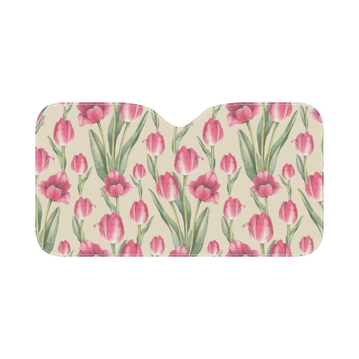 Tulip Pink Pattern Print Design TP06 Car Sun Shade-JorJune