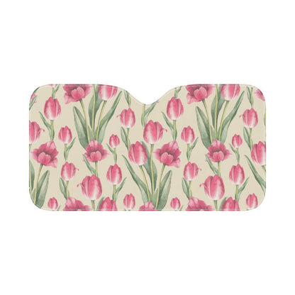 Tulip Pink Pattern Print Design TP06 Car Sun Shade-JorJune