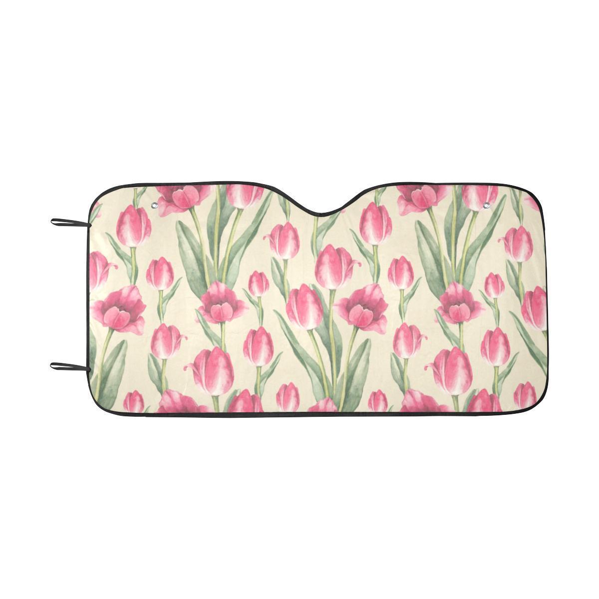 Tulip Pink Pattern Print Design TP06 Car Sun Shade-JorJune