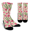 Tulip Pink Pattern Print Design TP06 Crew Socks-JORJUNE.COM